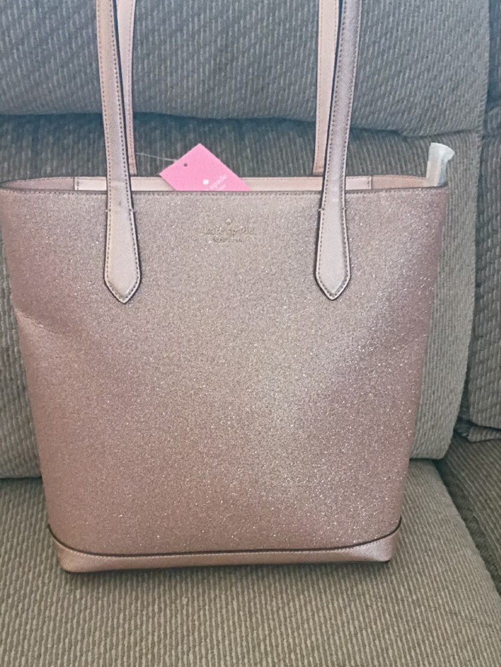 NWT kate spade Metallic Brown Glitter Tote with Structured Handles - Picture 2 of 5